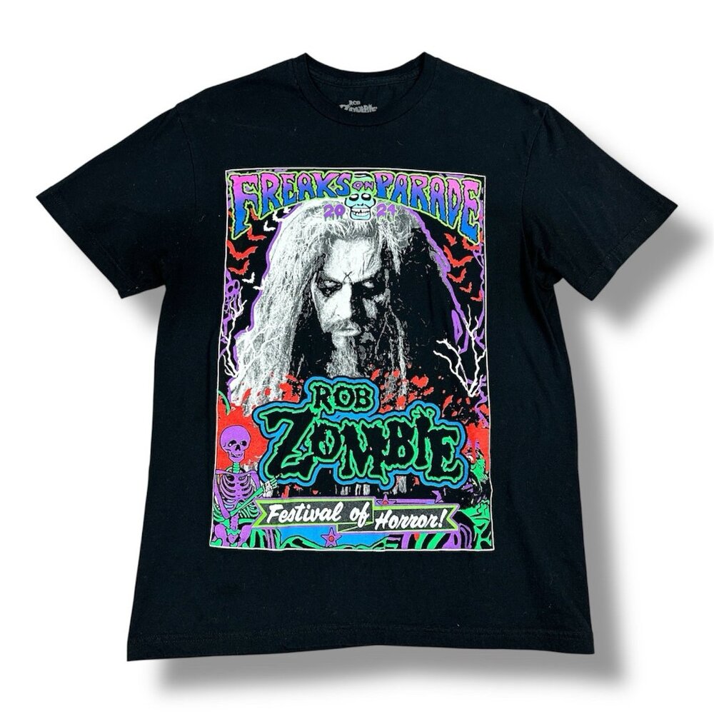 Rob Zombie Freaks on Parade Tour Concert 2024 Black Tshirt Sz M 100% Cotton